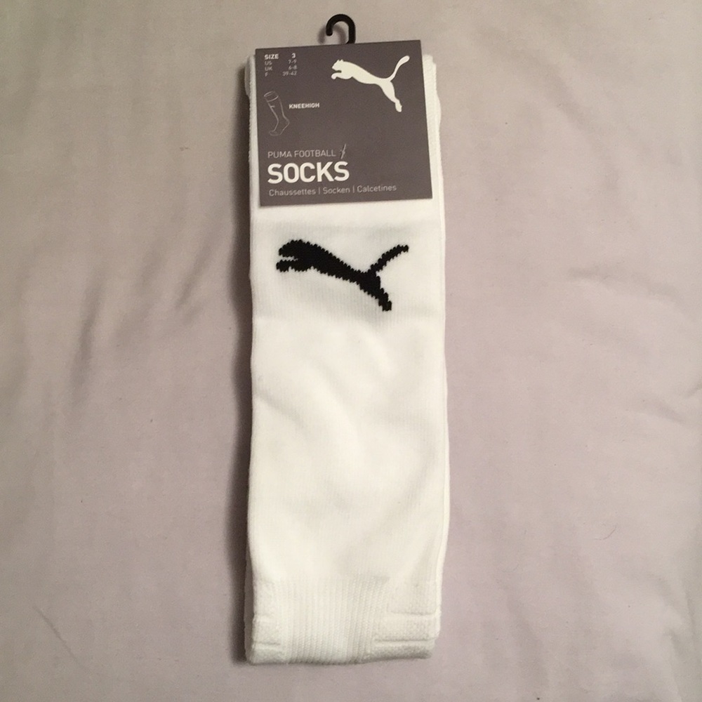 White and Black Puma Soccer Socks